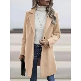 Casual Loose Solid Color Cardigan Woolen Coat