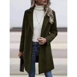 Casual Loose Solid Color Cardigan Woolen Coat