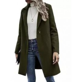 Casual Loose Solid Color Cardigan Woolen Coat
