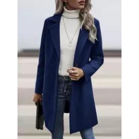 Casual Loose Solid Color Cardigan Woolen Coat