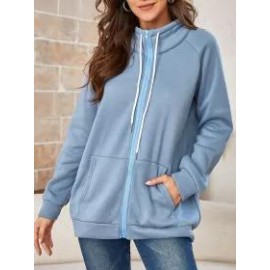 Women's Solid Turtleneck Cardigan Sweatshirt