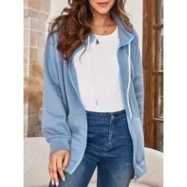 Women's Solid Turtleneck Cardigan Sweatshirt