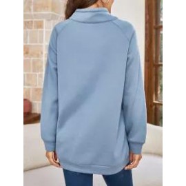 Women's Solid Turtleneck Cardigan Sweatshirt