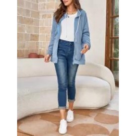 Women's Solid Turtleneck Cardigan Sweatshirt