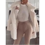 Ladies Fashion Teddy Velvet White Coat