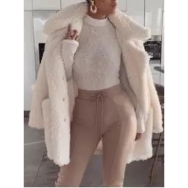 Ladies Fashion Teddy Velvet White Coat