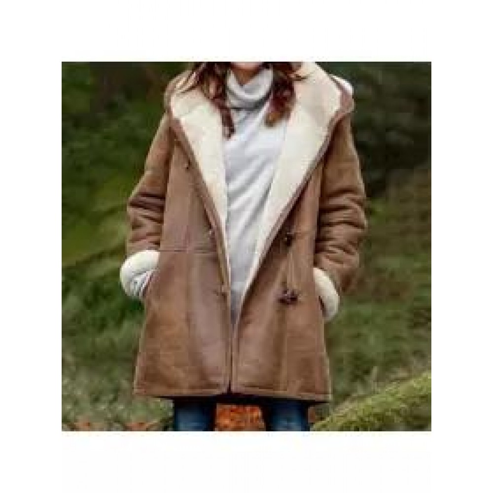Fold-Over Collar Plush Outerwear