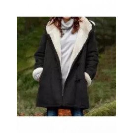 Fold-Over Collar Plush Outerwear