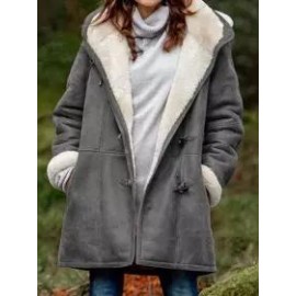 Fold-Over Collar Plush Outerwear