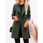 Lapel Double Breasted Plain Long Sleeve Coats