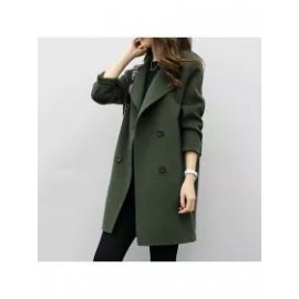 Lapel Double Breasted Plain Long Sleeve Coats