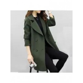 Lapel Double Breasted Plain Long Sleeve Coats