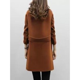 Lapel Double Breasted Plain Long Sleeve Coats