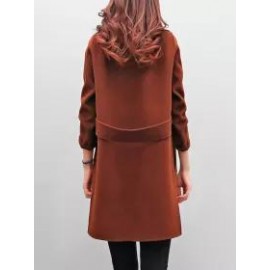 Lapel Double Breasted Plain Long Sleeve Coats