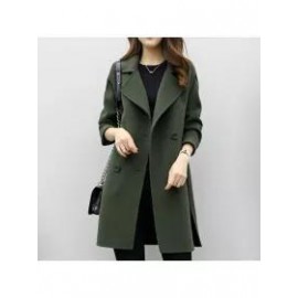 Lapel Double Breasted Plain Long Sleeve Coats