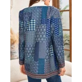 Women's Ethnic Pattern Crew Neck Jacket