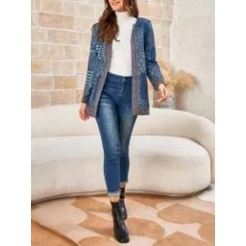 Women's Ethnic Pattern Crew Neck Jacket