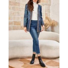 Women's Ethnic Pattern Crew Neck Jacket