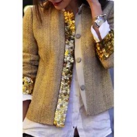 Fashion Sequins Splicing Long Sleeve Cardigan