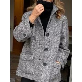 Single-breasted Double-pocket Loose Woolen Coat