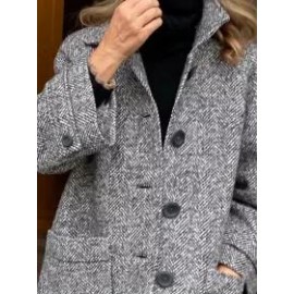 Single-breasted Double-pocket Loose Woolen Coat