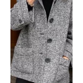Single-breasted Double-pocket Loose Woolen Coat