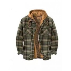 Mens Winter Plaid Thick Casual Jacket