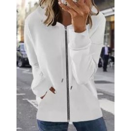 Fall/Winter Zipper Casual Solid Color Hoodie
