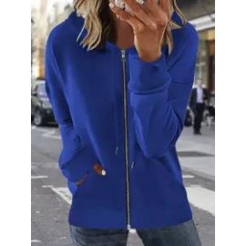 Fall/Winter Zipper Casual Solid Color Hoodie