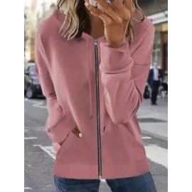 Fall/Winter Zipper Casual Solid Color Hoodie