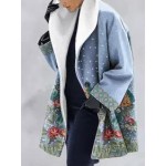 Casual Floral Print Lapel Long Sleeves Loose Coat