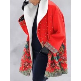 Casual Floral Print Lapel Long Sleeves Loose Coat
