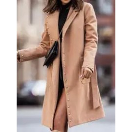 Casual Loose Double-breasted Rivet Button Wool Coat