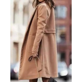 Casual Loose Double-breasted Rivet Button Wool Coat