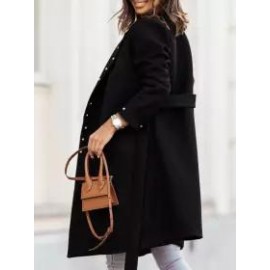 Casual Loose Double-breasted Rivet Button Wool Coat