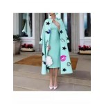 Fashion All-match Print Woolen Coat