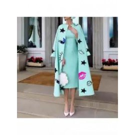 Fashion All-match Print Woolen Coat