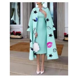 Fashion All-match Print Woolen Coat