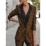 Women's Leopard Print Patchwork Suit