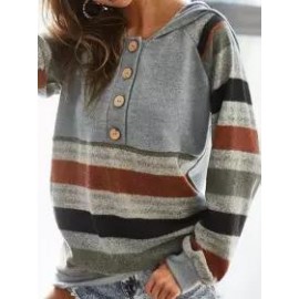 Contrast Stripe Stitching Loose Casual Hoodie