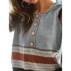 Contrast Stripe Stitching Loose Casual Hoodie