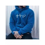 Cross Embroidered Lamb Velvet Hooded Sweatshirt