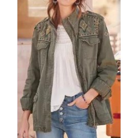 Women's Elegant Boho Print Outdoor Lapel Jacket