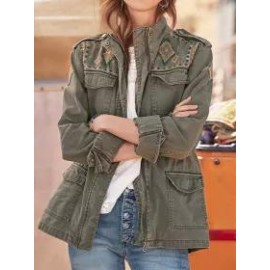 Women's Elegant Boho Print Outdoor Lapel Jacket