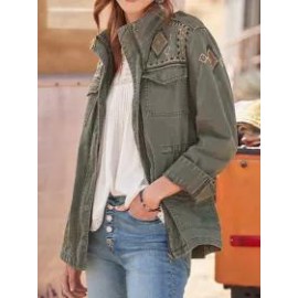 Women's Elegant Boho Print Outdoor Lapel Jacket
