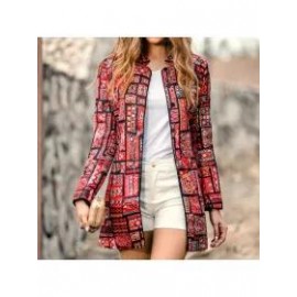Retro Fashion Slim Print Long Sleeve Suit Cardigan