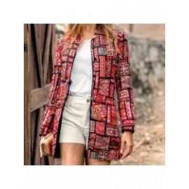 Retro Fashion Slim Print Long Sleeve Suit Cardigan