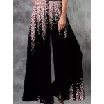 Casual Loose Oil Painting Print Elastic Waist Pants