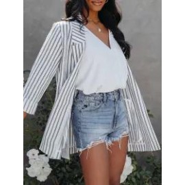 Casual Fashion Striped Long Sleeve Blazer
