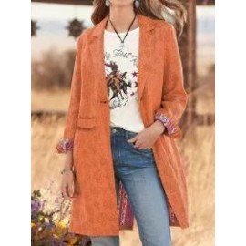 Women's Elegant Print Lapel Mid Fit Trench Coat